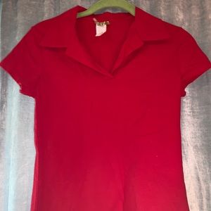 NWOT HAR-MONEY Sz Large Red Collared Shirt Z20